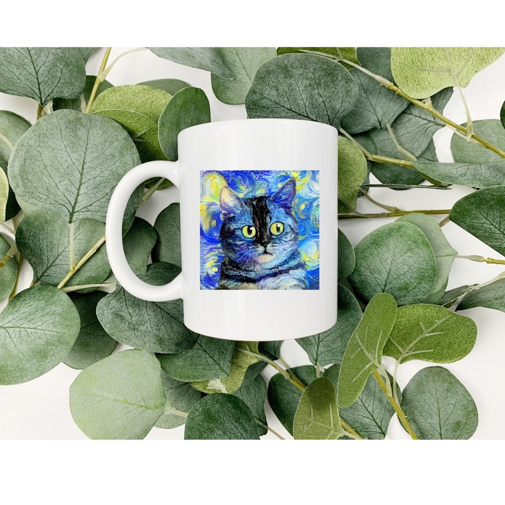 Custom Sublimated Starry Night Cat 11 oz Mug